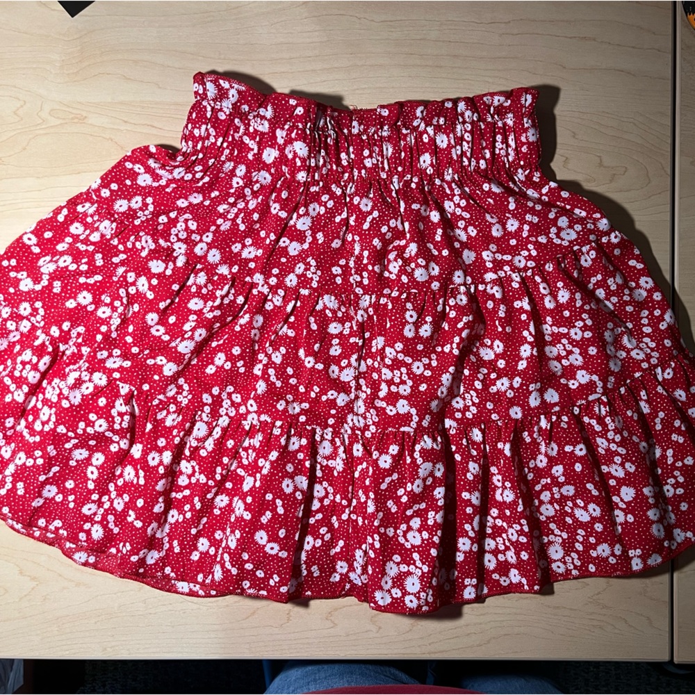 Red and White floral skirt
